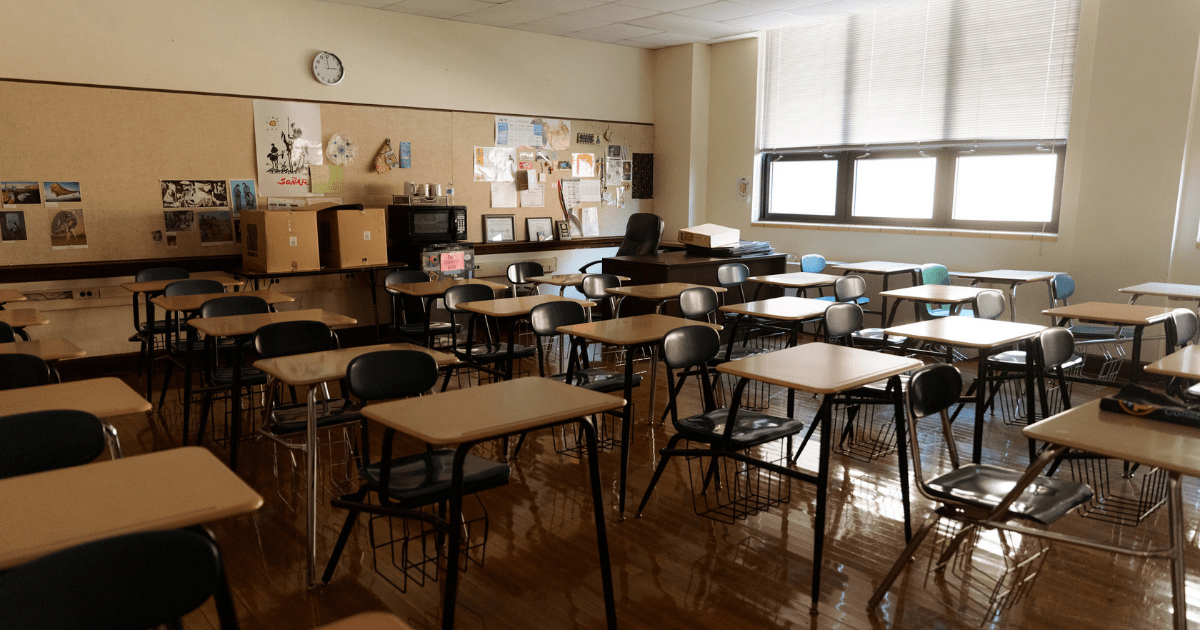 An empty classroom at Sumner Academy of Arts and Science on July 29, 2021, in Kansas City, Kansas.